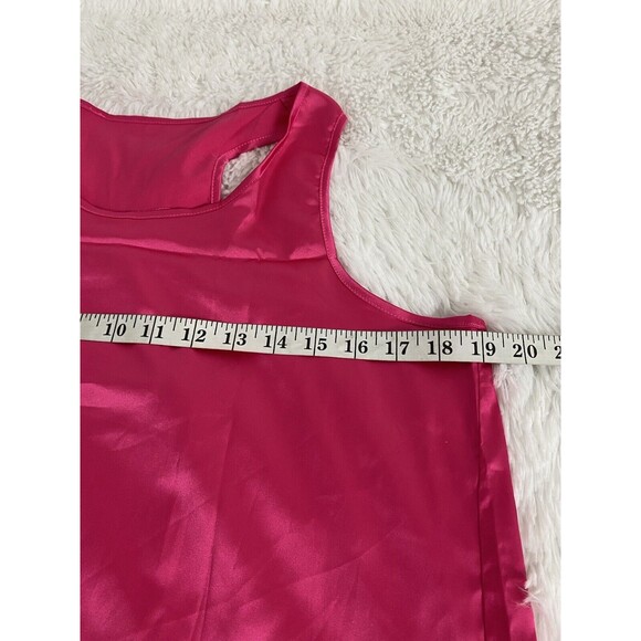 Ouslee Women Cami Tank Top Hot Pink Size M Satin Sleeveless Lose Fit Fuchsia - Picture 7 of 13